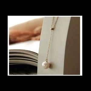 Women's Girls gold chain white pearl necklace